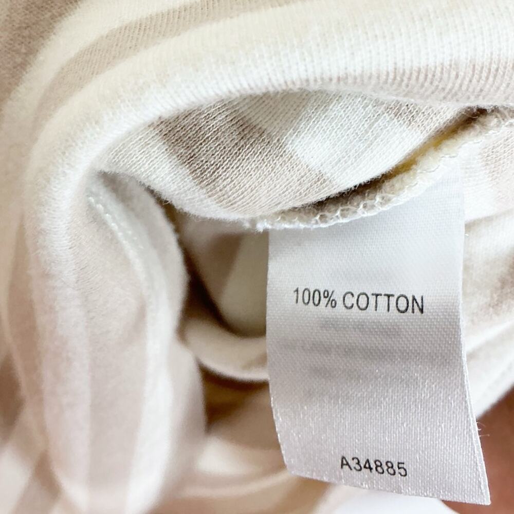 Appleseeds Womens Turtleneck Shirt Striped Tan Cream Beige 100% Cotton Large - Picture 5 of 6